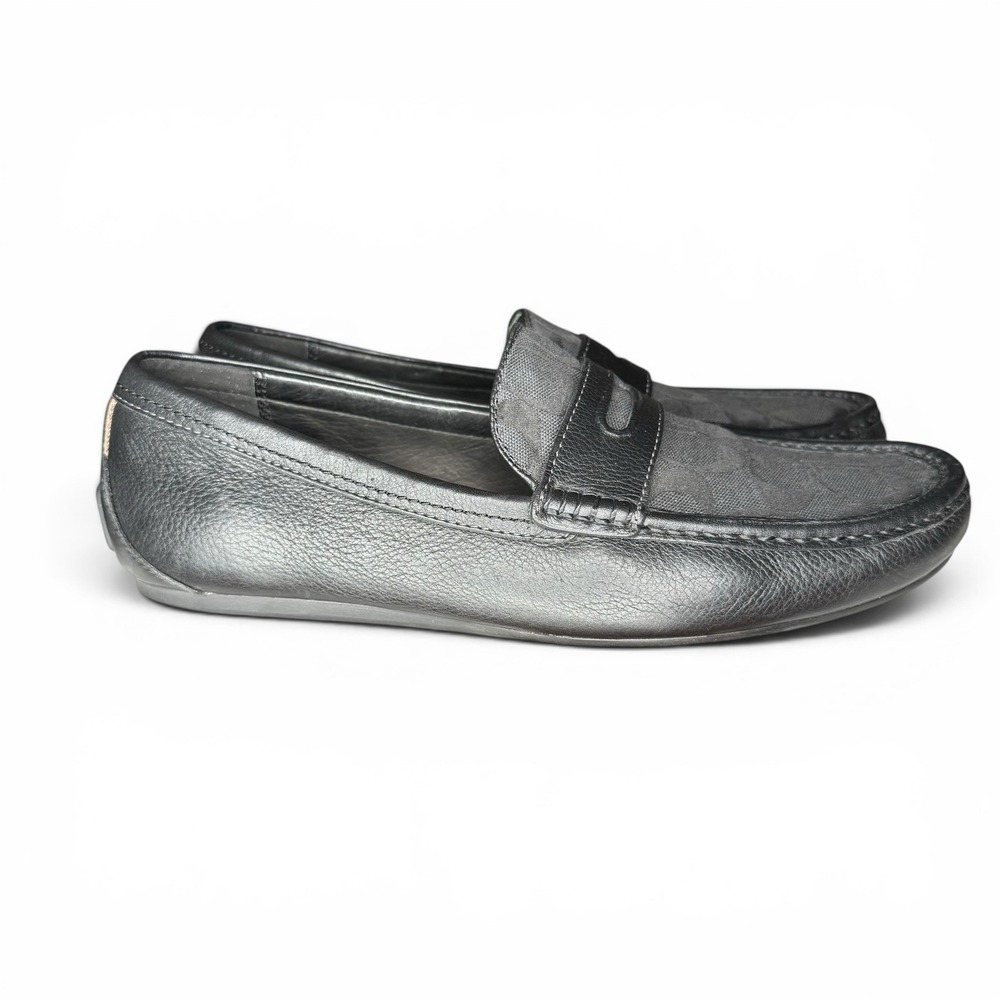 Coach Men's Loafers Size 11 D Black Leather Signature Jacquard Penny - Picture 5 of 10